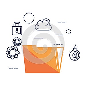 Folder document with security icons