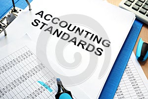 Folder with documents accounting standards.