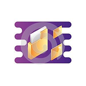 folder documents data with envelopes mails