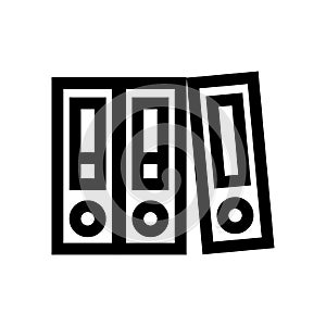 Folder with documents outline icon isolated on white background