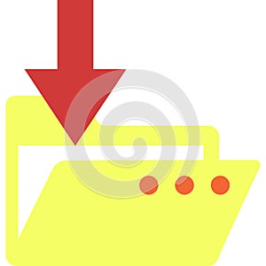 Folder download arrow icon flat vector document