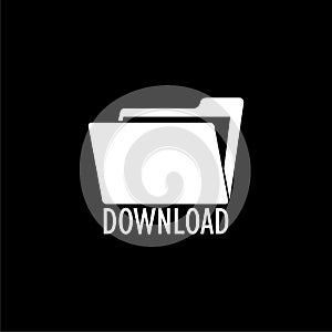 Folder download icon on black background