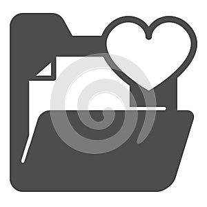 Folder with file document and heart solid icon, dating concept, loving couple docs vector sign on white background