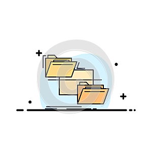 folder, file, management, move, copy Flat Color Icon Vector