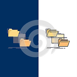 folder, file, management, move, copy Flat Color Icon Vector