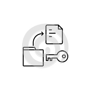 Folder, file, open, key icon. Simple line, outline vector of confidential information icons for ui and ux, website or mobile