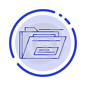 Folder, File, Zip, Rar,  Blue Dotted Line Line Icon