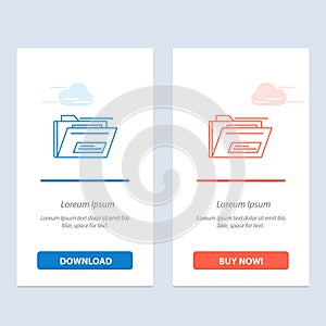 Folder, File, Zip, Rar,   Blue and Red Download and Buy Now web Widget Card Template