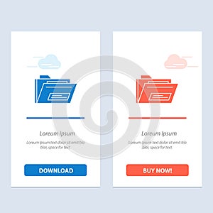Folder, File, Zip, Rar,   Blue and Red Download and Buy Now web Widget Card Template