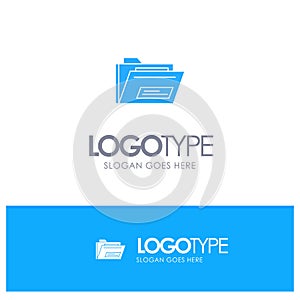 Folder, File, Zip, Rar,  Blue Solid Logo with place for tagline
