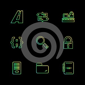 folder , files , directory , search , code , eps icons set vector