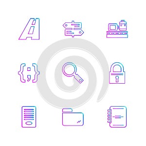 folder , files , directory , search , code , eps icons set vector