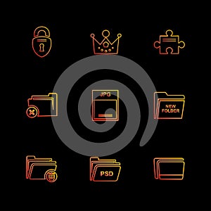 folder , files , directory , search , code , eps icons set vector