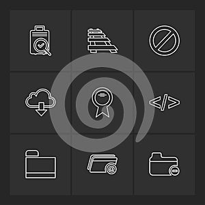 folder , files , directory , search , code , eps icons set vector