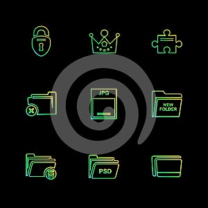 folder , files , directory , search , code , eps icons set vector