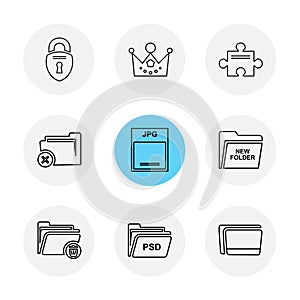 folder , files , directory , search , code , eps icons set vector