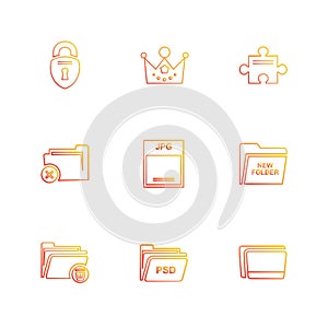 folder , files , directory , search , code , eps icons set vector