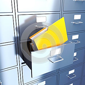 Folder in filing cabinet