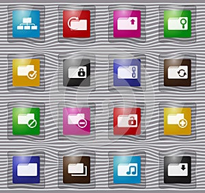 Folder glass icons set