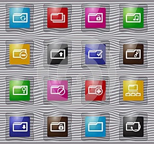 Folder glass icons set
