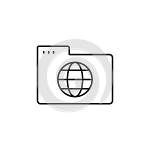 Folder globe icon. Simple line, outline vector of icons for ui and ux, website or mobile application