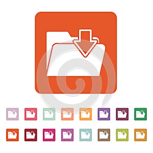 The folder icon. File download symbol. Flat