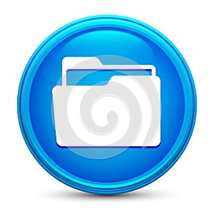 Folder icon glass shiny blue round button isolated design vector illustration