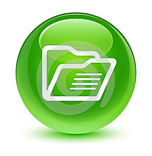 Folder icon glassy green round button