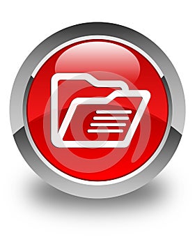 Folder icon glossy red round button