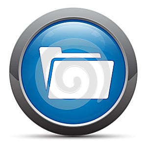 Folder icon premium blue round button vector illustration
