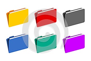 Folder icon set in different colors. Files in folders collection.