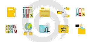 Folder icon set, flat style