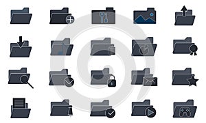 Folder icon set  vector illustration. Flat style graphical symbol. can be used for web and mobile apps