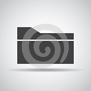 Folder icon with shadow on a gray background. Vector illustration