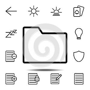 Folder icon. Simple thin line, outline vector element of minimalistic, web icons set for UI and UX, website or mobile application