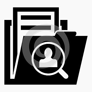 Folder icon and user search. Directory of subscribers. Human Resources