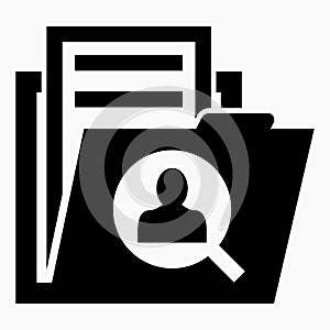 Folder icon and user search. Directory of subscribers. Human Resources