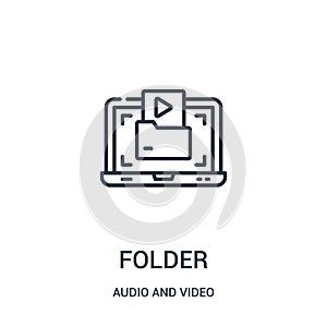 folder icon vector from audio and video collection. Thin line folder outline icon vector illustration