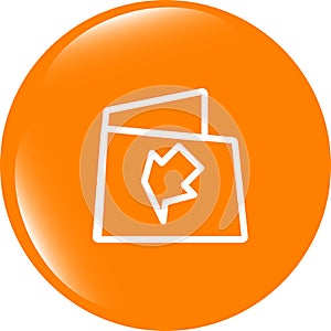 Folder icon web button with arrow isolated on white