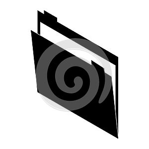 Folder isometric symbol in black and white