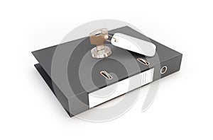 Folder key on a white background 3D illustration, 3D rendering