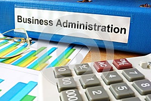 Folder with label business administration.