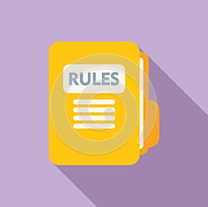 Folder legal rules icon flat vector. Regulated products photo