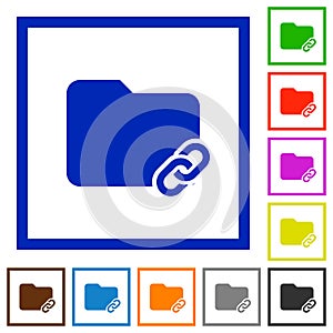 Folder link flat framed icons