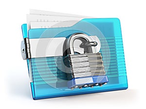 Folder and lock. Data and privacy security concept. Information