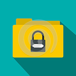 Folder with lock icon, flat style