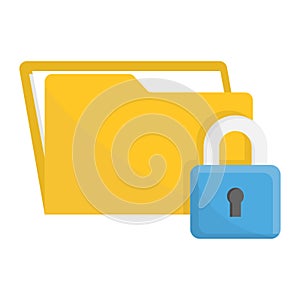 Folder lock, privacy policy concept. File protection. Security protection locked or secret data