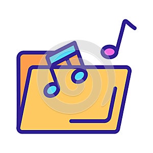 A folder with music icon vector. Isolated contour symbol illustration