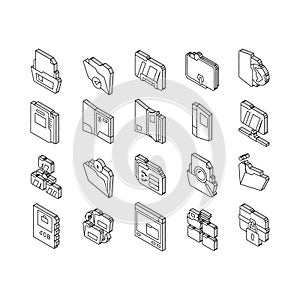folder paper business file empty isometric icons set vector