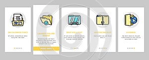 folder paper business file empty onboarding icons set vector